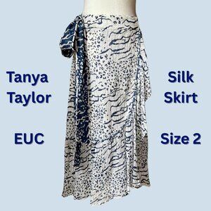 Tanya Taylor Silk Animal Print Wrap Skirt - Size 2
